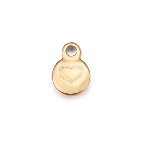 Ciondoli Minimalisti Rotondi A Cuore In Acciaio Inossidabile Placcato Oro 18K Per Accessori Per La Creazione Di Gioielli DIY