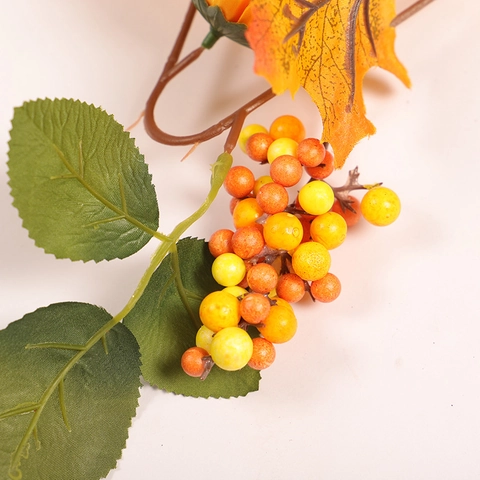 Künstliche Sonnenblumen Ahornblatt Girlande Satinnblume Herbsternte Beerenrebe Für Erntedankfest Halloween Hausdekoration Warm LED Lichter