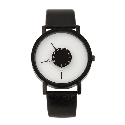 Orologio Al Quarzo Minimalista Creativo Cassa In Lega Cinturino In Ecopelle Lancetta Geometrica Scala Numeri Arabi Unisex Casual