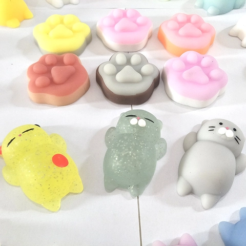 Mochi Squishy Toys Soft TPR Cartoon Cat Paw Animal Stress Relief Decompression Novelty Sensory Desk Decor For Kids Adults