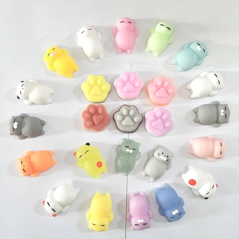 Mochi Squishy Toys Soft TPR Cartoon Cat Paw Animal Stress Relief Decompression Novelty Sensory Desk Decor For Kids Adults