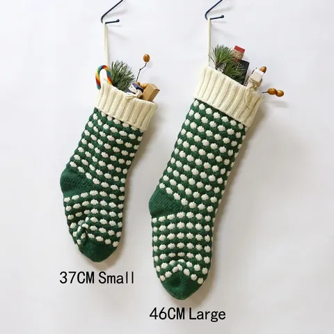 Weihnachtsstrumpf Gestrickt Acryl Punktmuster Aufhängbare Geschenktüte Xmas Holiday Kamin Deko