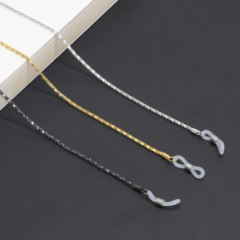 Glasses Chain Metal Alloy Anti-Slip Hollow Eyewear Retainer Sunglasses Lanyard With Silicone Loop Minimalist Stylish