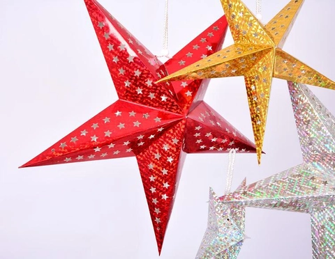 Lanterne Di Carta A Stella Appese Olegrafiche Laser 3D Pieghevoli Decorazioni Intagliate Per Natale Festa Casa