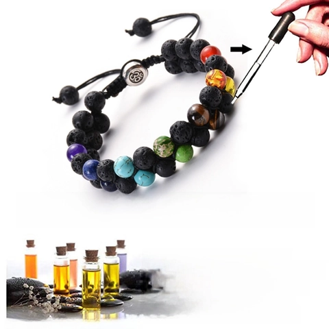 Natural Stone Braided Bracelet Lava Stone Tiger Eye Agate Beads Double Layer Adjustable Yoga Energy Jewelry For Men Women Gift