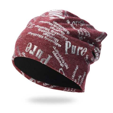 Bonnet En Tricot Beanie Slouchy Acrylique Imprimé Lettres Argent Hip Hop Streetwear Chaud Hiver Unisexe