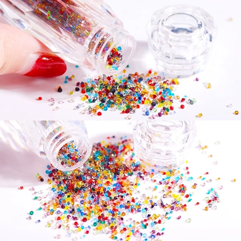 Micro Nail Art Rhinestones Pointed Back Mini Crystal Diamonds For Manicure DIY Decorations Sparkly Faceted Gems