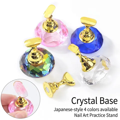 Magnetic Nail Art Practice Stand With Faux Crystal Base And Alloy Tip Holders For Manicure Training Display