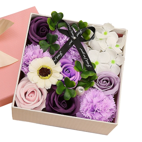 Soap Flower Rose Carnation Gift Box Scented Artificial Bouquet For Valentine Day Anniversary Mother Day Wedding Birthday Romantic Gift