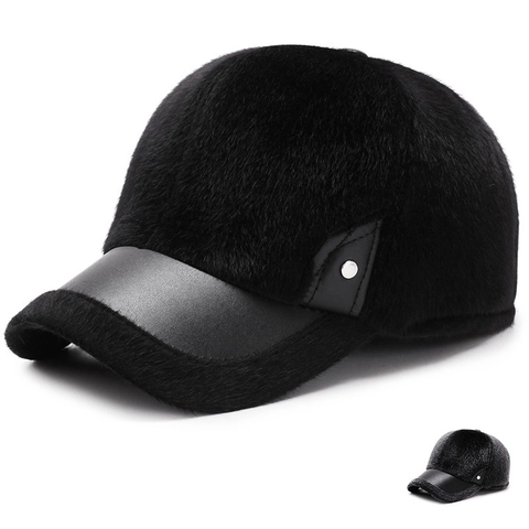 Berretto Da Baseball Invernale Da Uomo Caldo Pelliccia Sintetica Pelle PU Regolabile Antivento Cappello In Pile