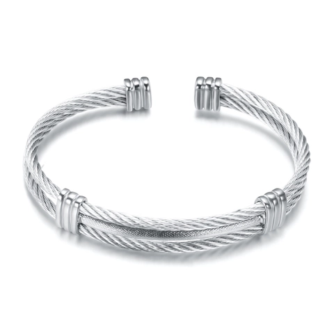 Bracciale Rigido Vintage In Cavo Di Acciaio Inossidabile Intrecciato A Corda Gioielli Geometrici Galvanizzati Per Uomo Donna