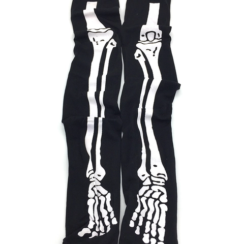 Halloween Over The Knee Long Socks Skeleton Bone Blood Splatter Printed Elastic Knit Stockings For Cosplay Party