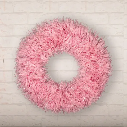 Corona De Navidad Rosa De PVC Tinsel Para Decoración De Ventanas Y Hoteles Estilo Romántico Festivo Ideal Para Decoración Navideña Hogar