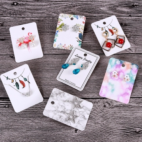 Kreative Schmuck-Display-Karten Aus Weißem Karton Für Ohrringe Ohrstecker Halsketten Bedruckte Muster Hängekarten Verpackungsetikett