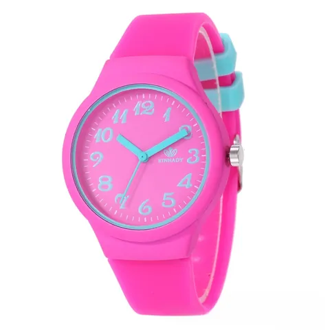 Quarz Analog Uhr Silikonarmband Geleefarben Rundes Zifferblatt Lässig Sport Für Kinder Studenten