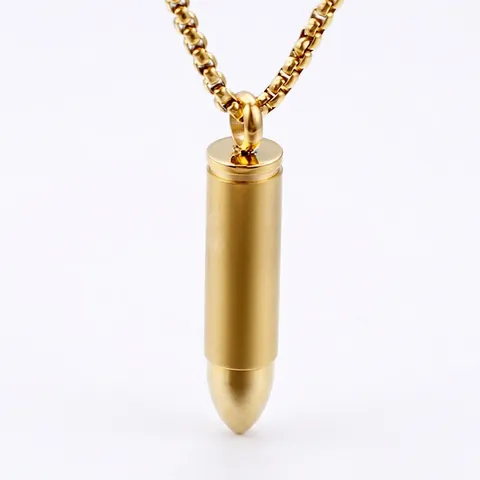 Bullet Pendant Necklace 316L Stainless Steel Titanium Punk Hip Hop Jewelry Cross Dragon Pattern For Men Women