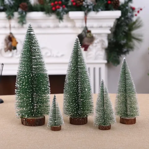 Mini Gefrosteter Weihnachtsbaum Schnee Beflockte Kiefer Mit Holzsockel Für Tisch Desktop Xmas Party Decor Haus Dekoration