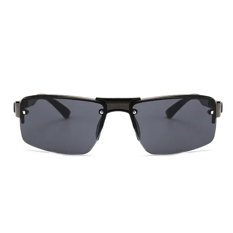 Gafas De Sol Cuadradas De Media Montura Para Hombre Protección UV Conducción Ciclismo Lente PC Marco Metal