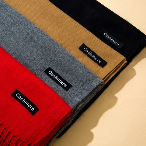 Women's Faux Cashmere Scarf Solid Color Long Tassel Shawl Thick Warm Winter Wrap Elegant Simple Korean Style