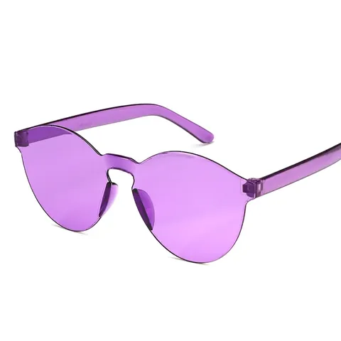 Fashion Rimless Integrated Sunglasses Trendy Gradient Colorful Jelly PC Frame Sun Eyewear For Men Women