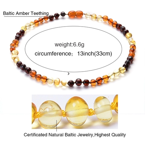 Collana In Ambra Baltica Naturale Per Bambini Perle Colorate Miste Artigianali Per Neonati Chiusura Di Sicurezza
