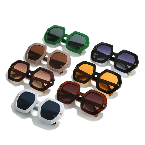 Gafas De Sol Hexagonales Montura PC Protección UV400 Moda Grandes Polígono Irregular Para Hombres Mujeres Retro Tendencia