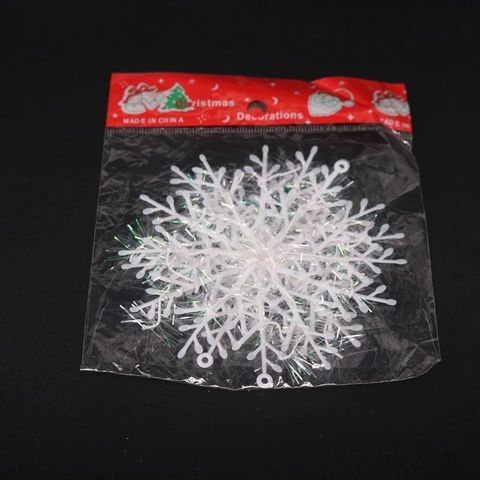 Fiocchi Di Neve Di Natale Ornamenti Appesi Plastica Iridescente Per Decorazione Festa Finestra Parete Bianco Laser Glitter