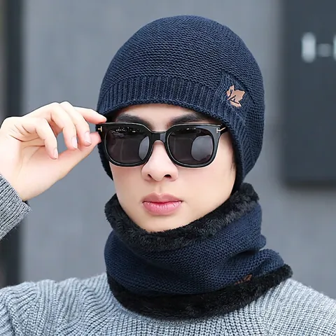 Winter Beanie Hat And Neck Warmer Knit Acrylic Fleece Lined Thermal Outdoor Casual Cold Weather Accessories For Men Women