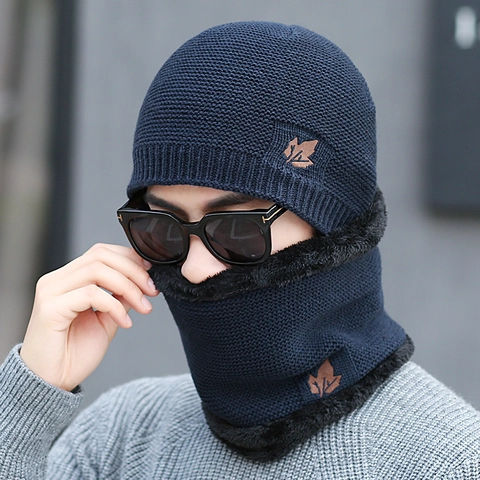 Winter Beanie Hat And Neck Warmer Knit Acrylic Fleece Lined Thermal Outdoor Casual Cold Weather Accessories For Men Women