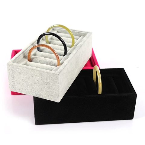 Samt Schmuck Display Tablett Armband Ring Aufbewahrung Organizer Box Multi Schlitz Theke Requisite Showcase Halter