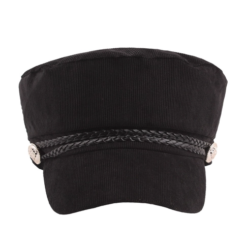 Corduroy Matrozenmuts Voor Dames Heren Retro Fiddler Cap Met Gevlochten Touw Metalen Knop Vintage Flat Top Newsboy Pet