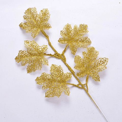 Rami Di Foglie Di Acero Natalizie Artificiali Rete Cava Scintillante Decorazione Per Ghirlanda Di Albero Di Festival DIY Casa