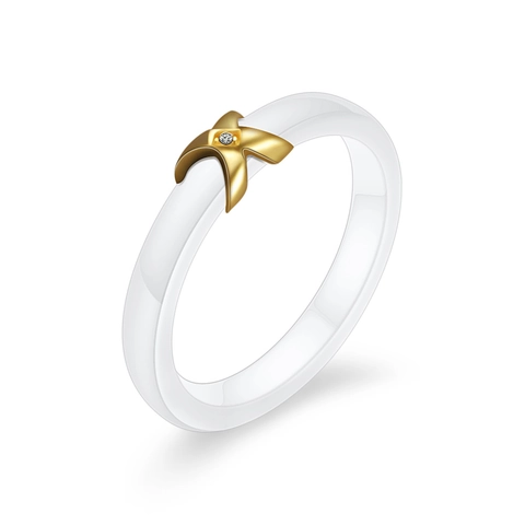 Bague En Céramique Minimaliste Métal En Forme De X Plaqué Or Avec Zircon Bijoux Mode Cadeau Pour Femmes Couples