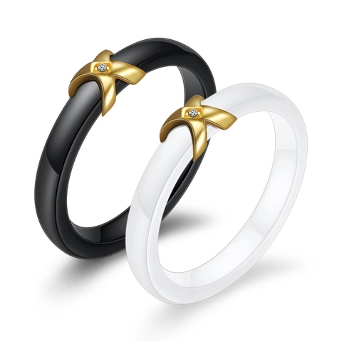 Bague En Céramique Minimaliste Métal En Forme De X Plaqué Or Avec Zircon Bijoux Mode Cadeau Pour Femmes Couples