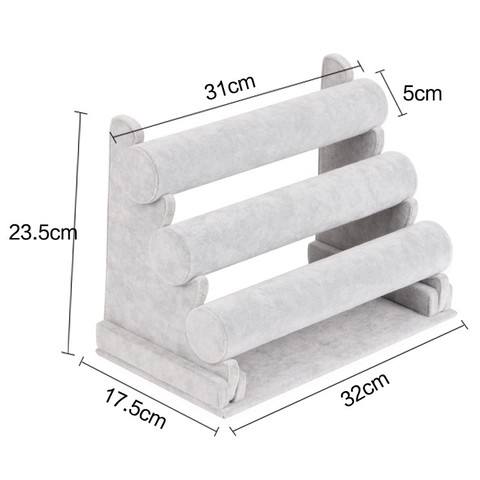 Tiered Velvet Bracelet Display Stand Detachable Watch Holder Jewelry Organizer T-Bar Rack Showcase