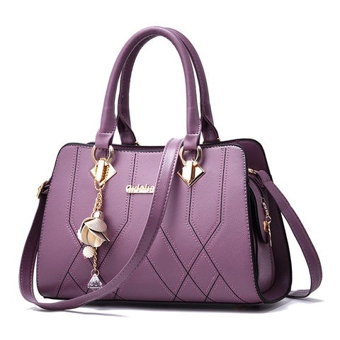 Borsa A Tracolla In Pelle PU Trapuntata Da Donna Moda Motivo Geometrico Con Ciondolo Fiore Perla Artificial Borsa A Mano