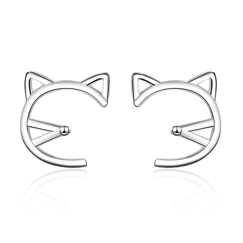 Semplici Orecchini a Bottone a Forma di Gatto in Rame per Donna Carina Forma di Gattino Cavo Motivo Animale Gioielli Galvanici