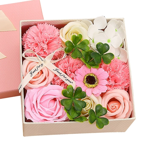 Soap Flower Rose Carnation Gift Box Scented Artificial Bouquet For Valentine Day Anniversary Mother Day Wedding Birthday Romantic Gift