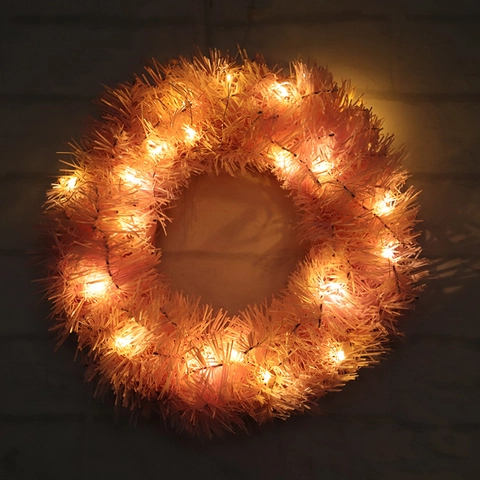 Corona De Navidad Rosa De PVC Tinsel Para Decoración De Ventanas Y Hoteles Estilo Romántico Festivo Ideal Para Decoración Navideña Hogar