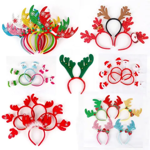 Weihnachten Stirnbänder Rentiergeweih Haarreifen Weihnachtsmann Schneemann Stoff Pailletten Deko Für Party Kostüm Kinder Erwachsene
