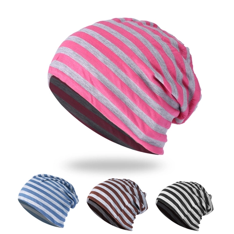 Bonnet Beanie Tricoté À Rayures Mince Respirant Élastique Chapeau Pull Couvre-Chef De Sport Décontracté Pour Hommes Femmes