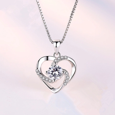 Collana Con Pendente A Forma Di Cuore Intarsiato Con Catena A Scatola In Argento Sterling 925 E Pietre Preziose Artificiali