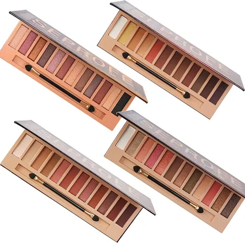 Multi Color Eyeshadow Palette Matte Shimmer Earth Tones Smoked Nude Makeup With Mirror And Double Ended Brush