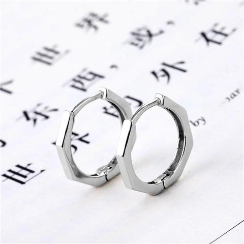 Orecchini A Cerchio Geometrici Ottagonali Esagonali Con Perno In Argento Rame Gioielli Minimalisti Per Donna