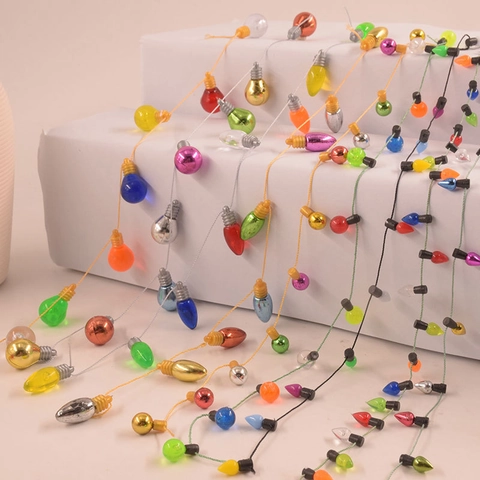 Mini Christmas Bulb Shape String Beads Plastic Decorative Non-Lighting DIY Craft Festive Ornament