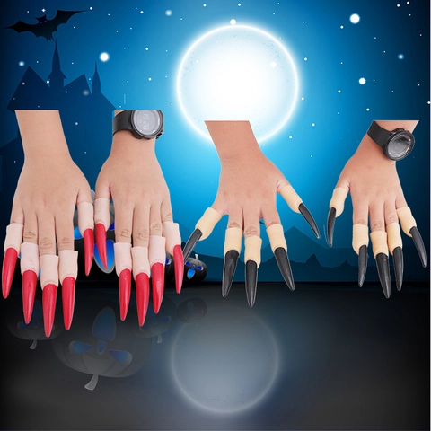 Halloween Long Finger Claws Nails Rubber Plastic Scary Witch Zombie Costume Props For Masquerade Cosplay Party Prank