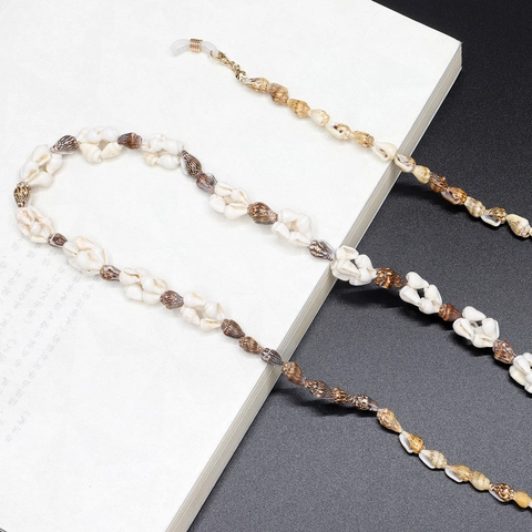 Natural Shell Handmade Woven Glasses Chain Non-slip Eyewear Lanyard Holder For Sunglasses Bohemian Beach Conch Decorative