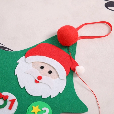 Kerstboom Adventskalender Kerstman Vilt Stof Wandophanging Vakantie Aftellen Zakken Huisdecoratie