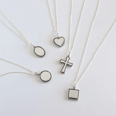 Minimalist 925 Sterling Silver Clavicle Chain Necklace Vintage Geometric Heart Cross Pendant Jewelry For Women
