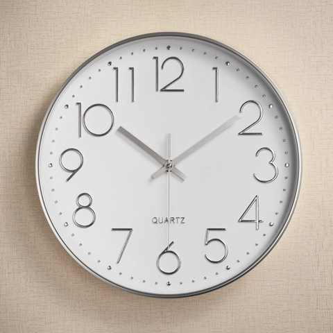 Modern Stille Wanduhr Rund Große Stereoskopische Arabische Ziffern Quarzwerk Batteriebetrieben Für Wohnzimmer Schlafzimmer Büro